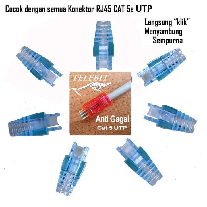 Boot Plug RJ45 Konektor RJ45 Cat 5 Plugboot Transparan JUAL PER PACK 1
